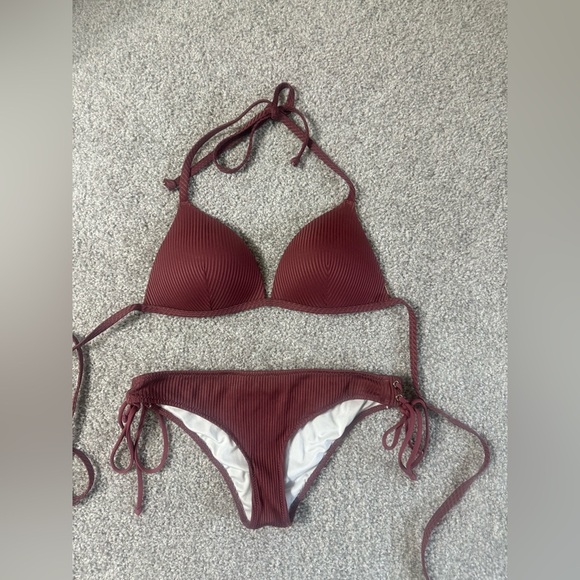 Victoria’s Secret Bikini Set – Size XS – Mauve Purple Ribbed Two- piece like new - Picture 1 of 5